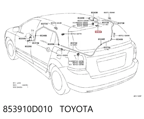Injetor de fluido para lavador de vidro traseiro 853910D010 Toyota