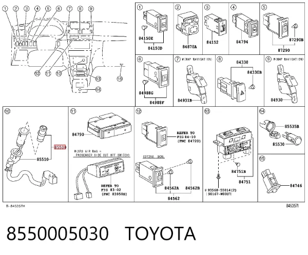 Acendedor de cigarros 8550005030 Toyota