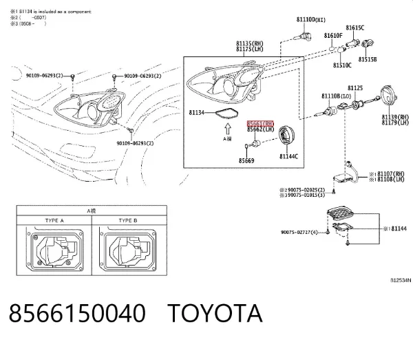 Corretor da luz 8566150040 Toyota