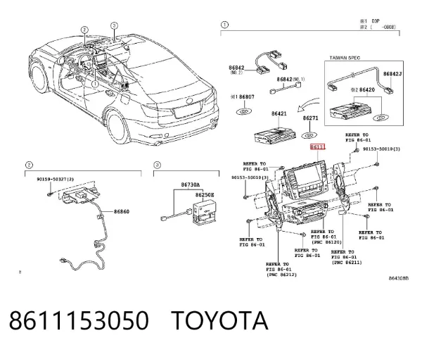 Mostrador multifuncional 8611153050 Toyota