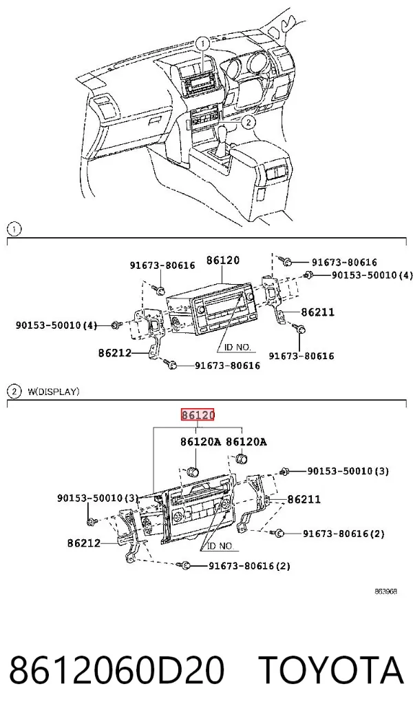 Aparelhagem de som (rádio AM/FM) 8612060D20 Toyota