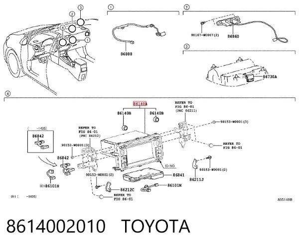 Aparelhagem de som (rádio AM/FM) 8614002010 Toyota