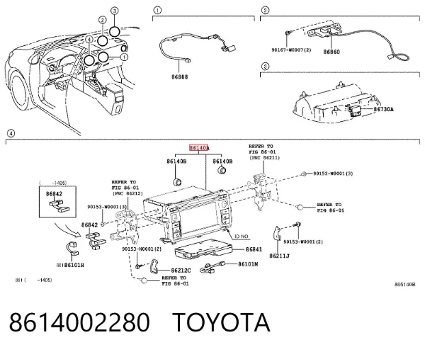 Mostrador multifuncional 8614002280 Toyota