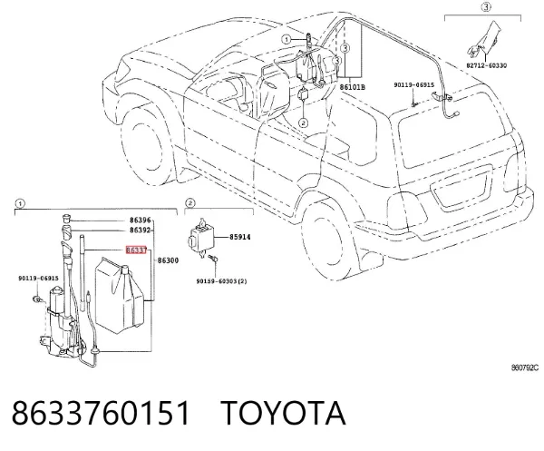 Haste de antena 8633760151 Toyota