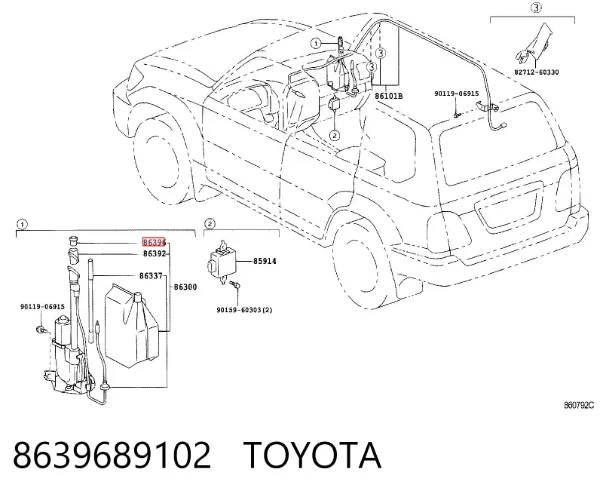 Porca da haste da antena 8639689102 Toyota