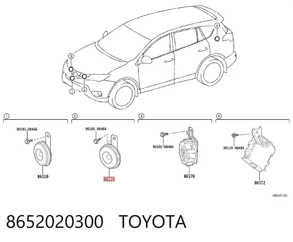 Sinal sonoro (cláxon) 8652020300 Toyota