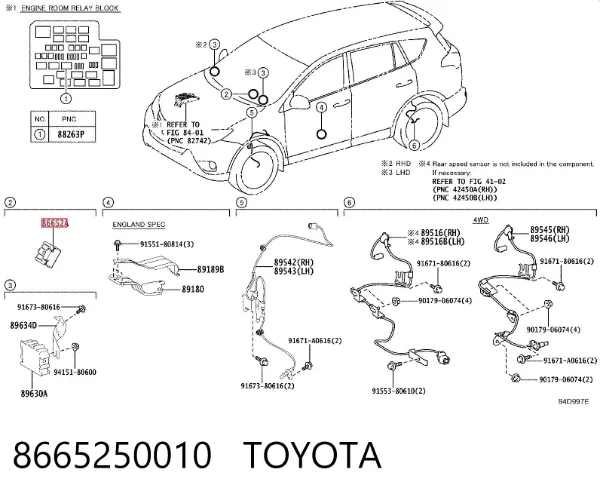 Sinal sonoro de sensor de estacionamento/de acesso sem chave 8665250010 Toyota