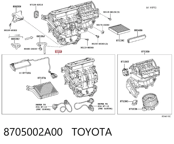 Caixa de forno montado 8705002A00 Toyota