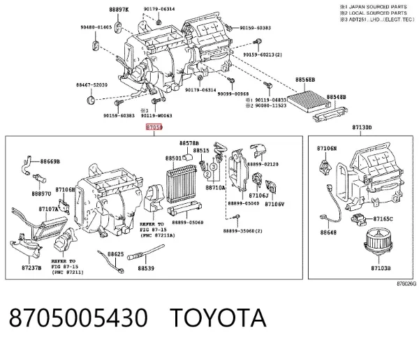 Caixa de forno montado 8705005430 Toyota