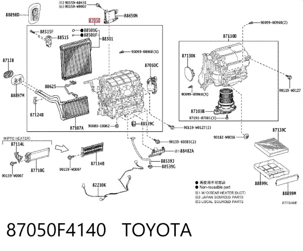 Caixa de forno montado 87050F4140 Toyota