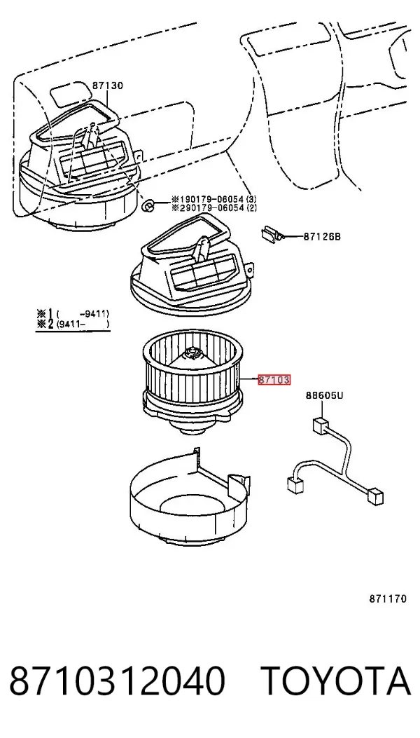 Motor de ventilador de forno (de aquecedor de salão) 8710312040 Toyota