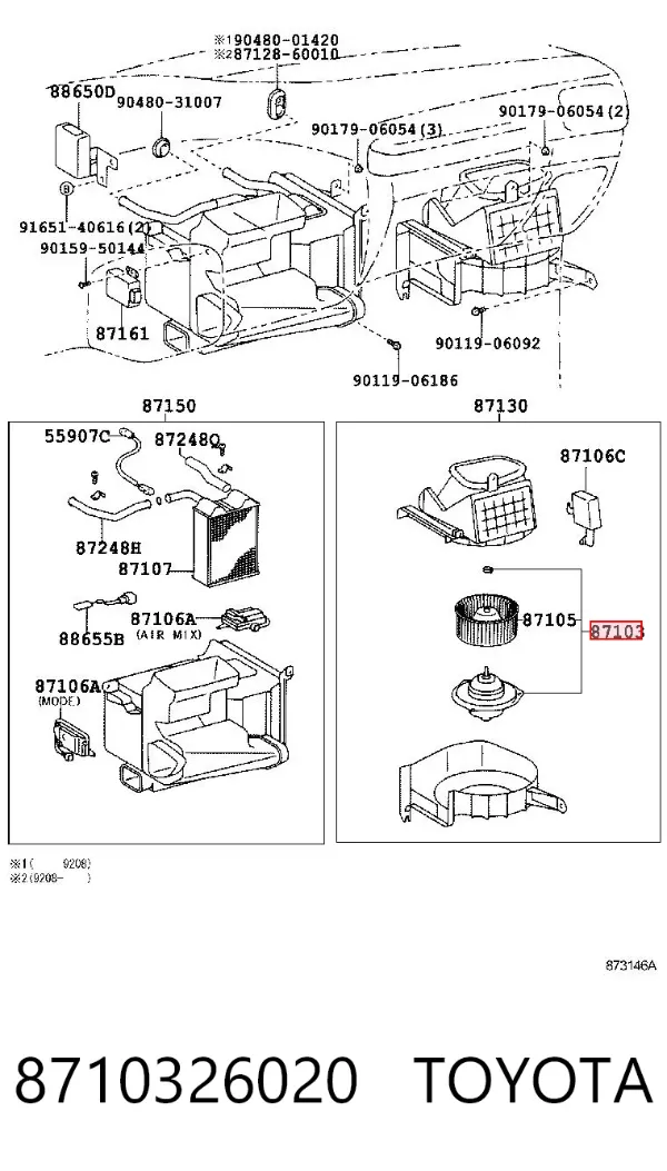 Motor de ventilador de forno (de aquecedor de salão) 8710326020 Toyota