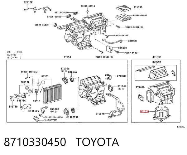 Motor de ventilador de forno (de aquecedor de salão) 8710330450 Toyota