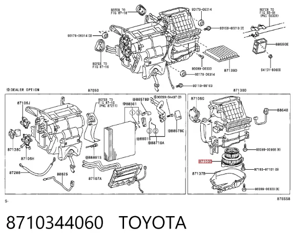 Motor de ventilador de forno (de aquecedor de salão) 8710344060 Toyota