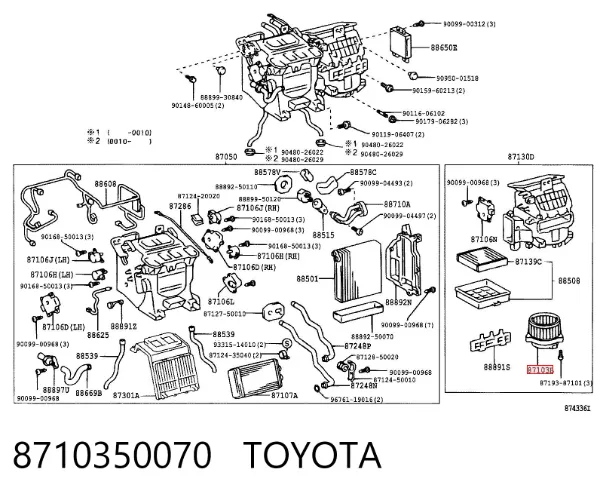 Motor de ventilador de forno (de aquecedor de salão) 8710350070 Toyota