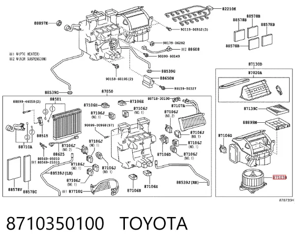 Motor de ventilador de forno (de aquecedor de salão) Lexus LS 600H/600HL