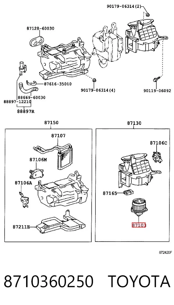 Motor de ventilador de forno (de aquecedor de salão) 8710360250 Toyota