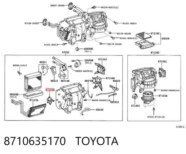 Acionamento de comporta de forno 8710635170 Toyota