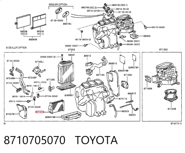 Radiador de forno (de aquecedor) 8710705070 Toyota