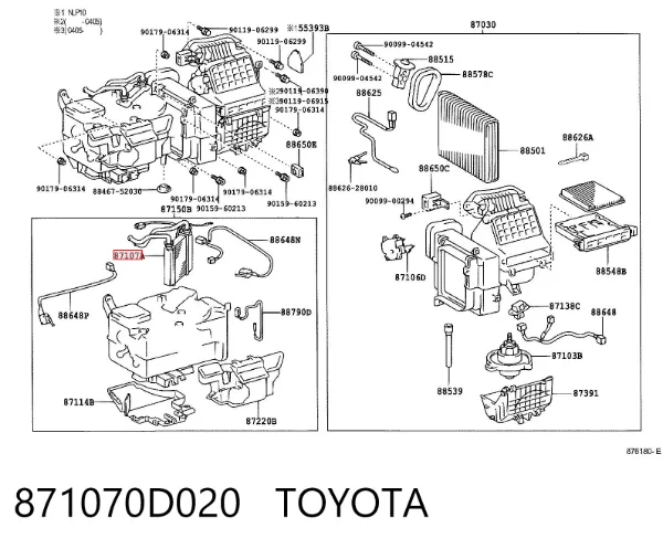Radiador de forno (de aquecedor) 871070D020 Toyota