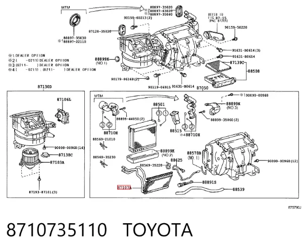 Radiador de forno (de aquecedor) 8710735110 Toyota