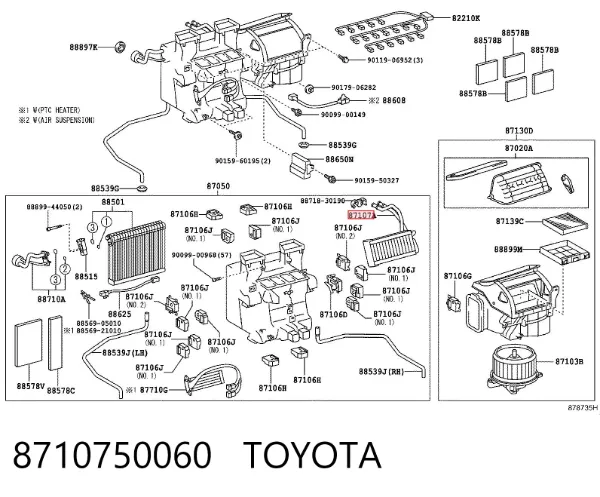 Radiador de forno (de aquecedor) 8710750060 Toyota