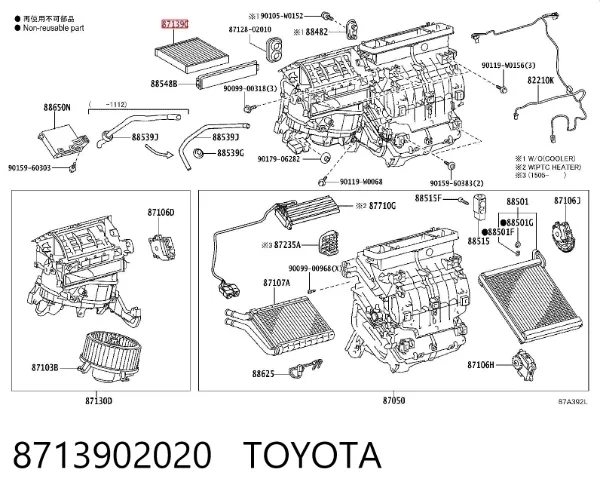 Filtro de salão 8713902020 Toyota