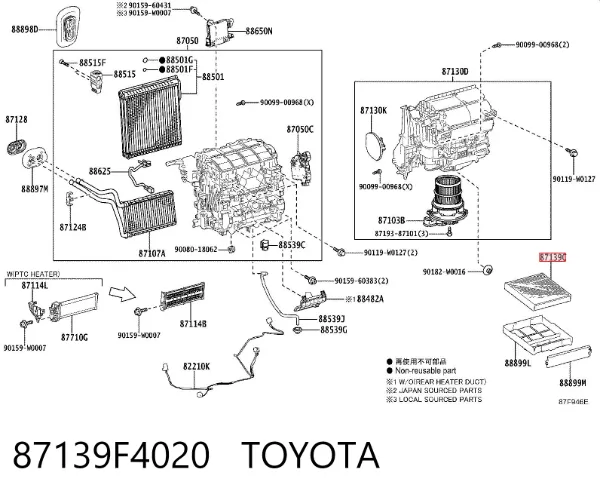 Filtro de salão 87139F4020 Toyota