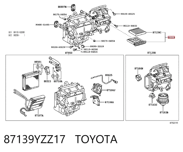 Filtro de salão 87139YZZ17 Toyota