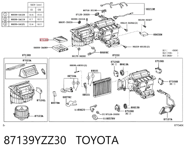 Filtro de salão 87139YZZ30 Toyota