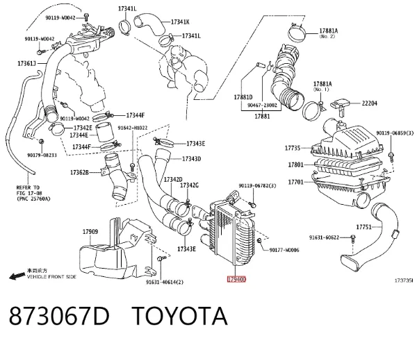 Radiador de intercooler 873067D Toyota