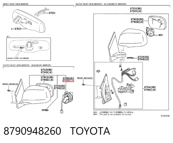 Motor de acionamento do lente do espelho de retrovisão 8790948260 Toyota