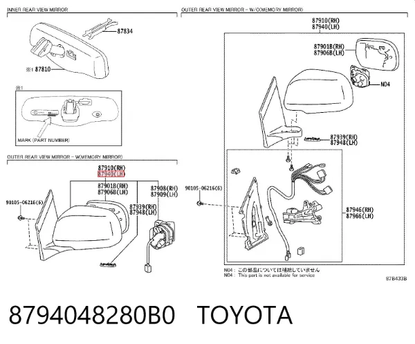 Espelho de retrovisão esquerdo Lexus RX 300/330/350/400H