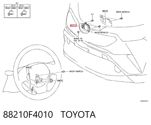 Sensor de radar de distância 88210F4010 Toyota