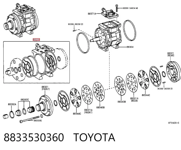 Kit de reparação do compressor de aparelho de ar condicionado 8833530360 Toyota