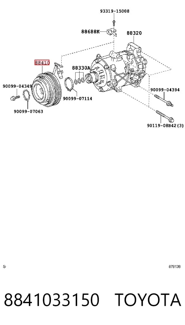 Acoplamento (bobina magnética) do compressor de aparelho de ar condicionado 8841033150 Toyota