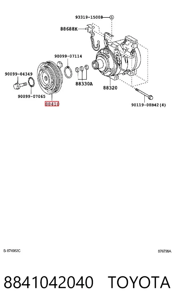 Acoplamento (bobina magnética) do compressor de aparelho de ar condicionado 8841042040 Toyota