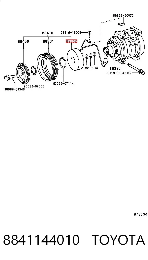 Acoplamento (bobina magnética) do compressor de aparelho de ar condicionado 8841144010 Toyota