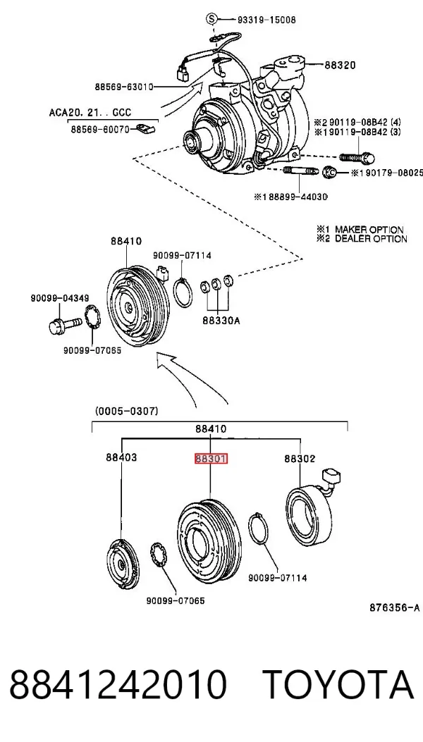 Polia do compressor de aparelho de ar condicionado 8841242010 Toyota