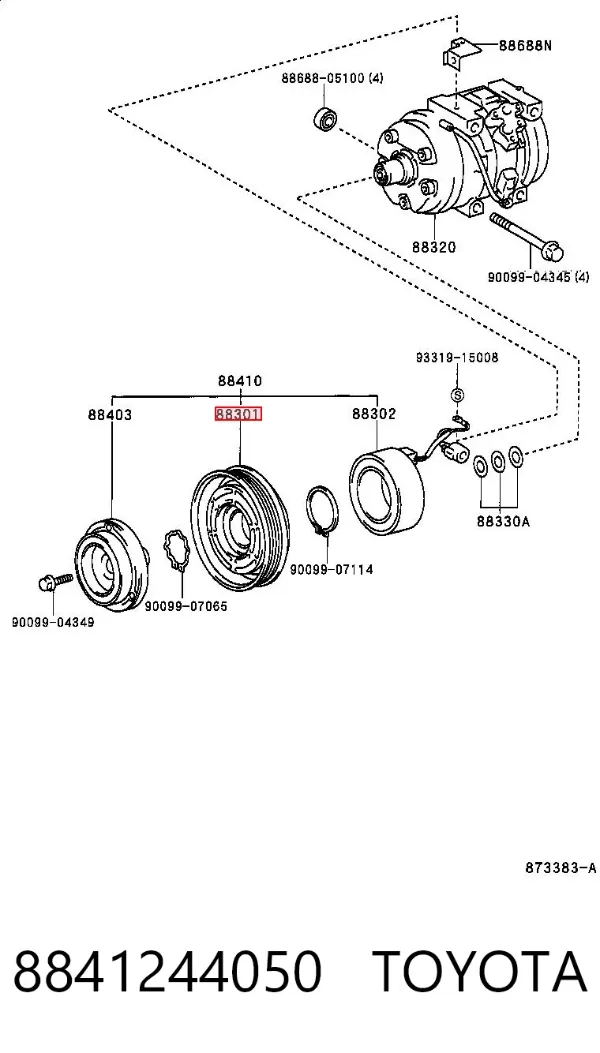 Polia do compressor de aparelho de ar condicionado 8841244050 Toyota
