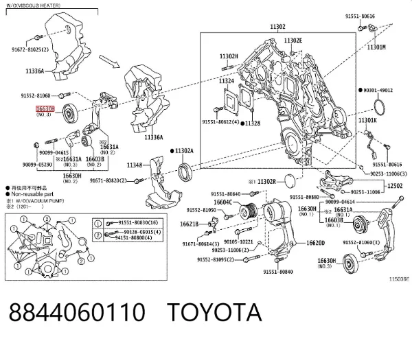 Rolo parasita da correia de transmissão 8844060110 Toyota
