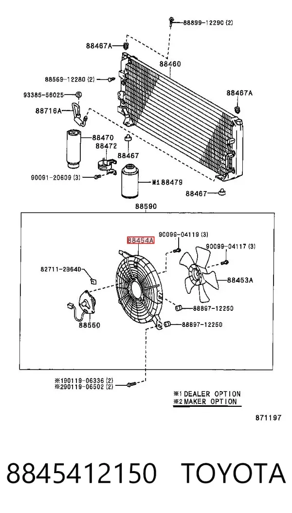 Difusor do radiador de aparelho de ar condicionado 8845412150 Toyota