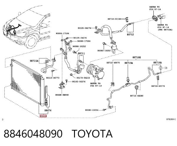 Radiador de aparelho de ar condicionado 8846048090 Toyota