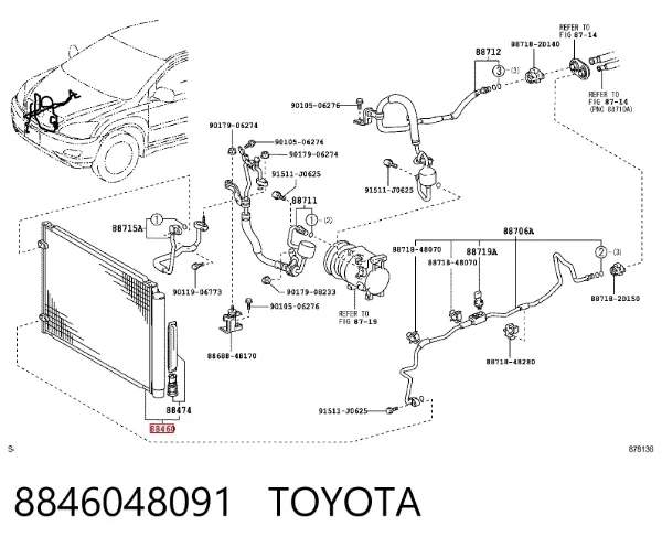 Radiador de aparelho de ar condicionado 8846048091 Toyota