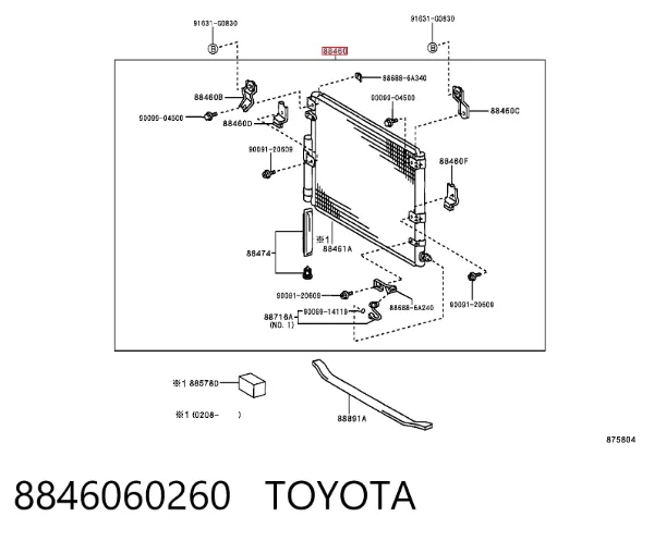 Radiador de aparelho de ar condicionado 8846060260 Toyota