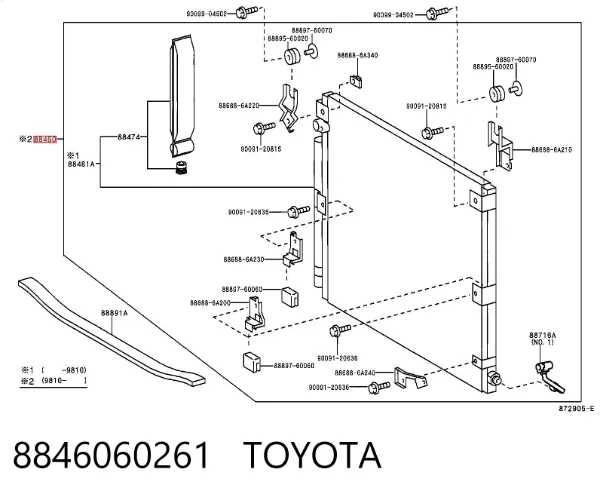 Radiador de aparelho de ar condicionado 8846060261 Toyota