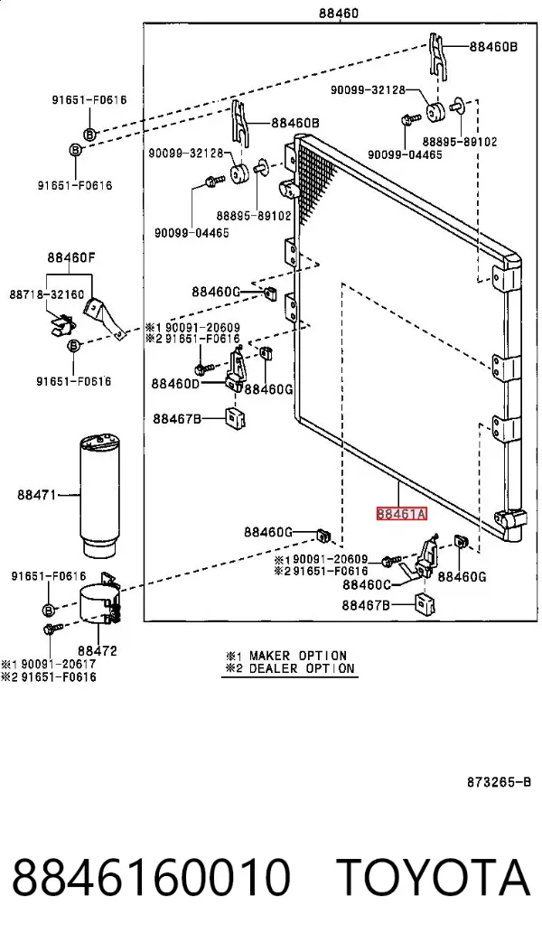 Radiador de aparelho de ar condicionado 8846160010 Toyota