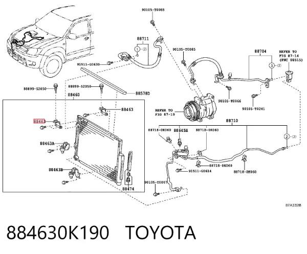 Radiador de aparelho de ar condicionado 884630K190 Toyota