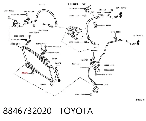 Radiador de aparelho de ar condicionado 8846732020 Toyota