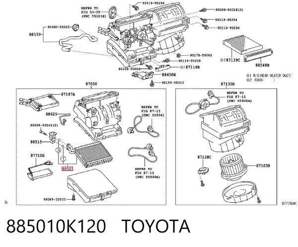 Vaporizador de aparelho de ar condicionado 885010K120 Toyota
